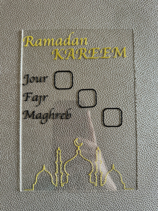 Plexiglass planner horaire ramadan