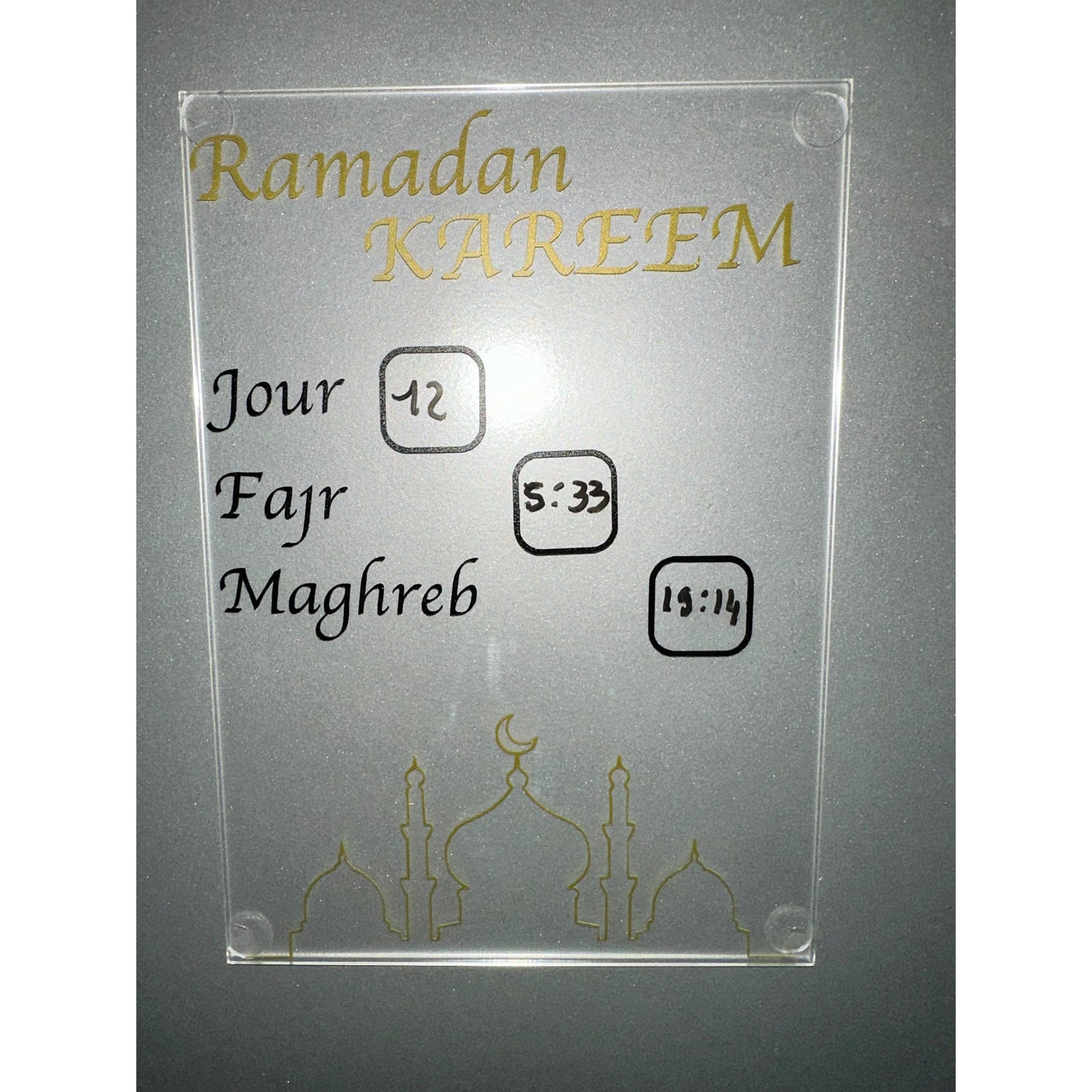 Plexiglass planner horaire ramadan